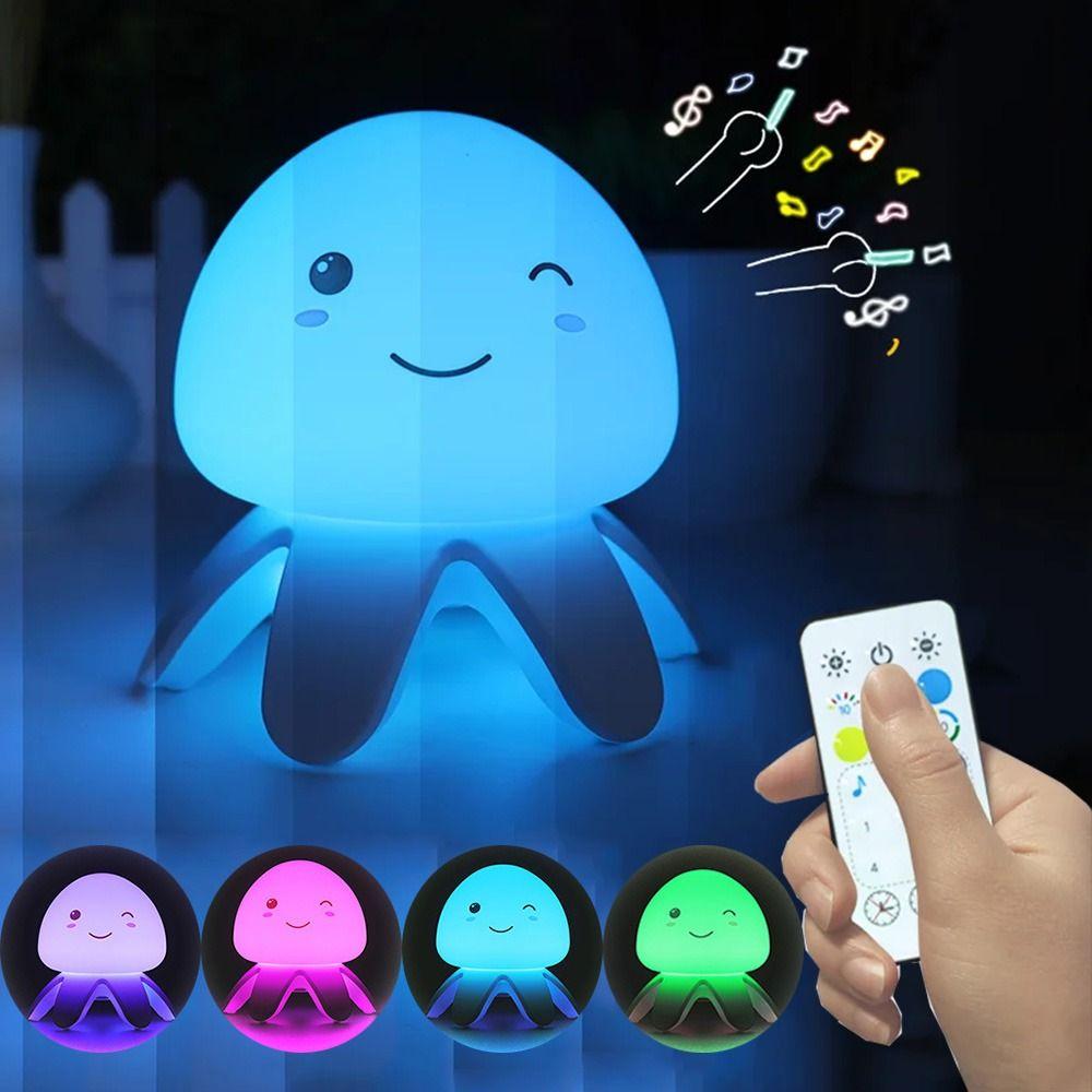Регулируемая светодиодная настольная лампа-медуза Сенсорное/дистанционное управление Силиконовый светильник-медуза Прикроватный Without Music