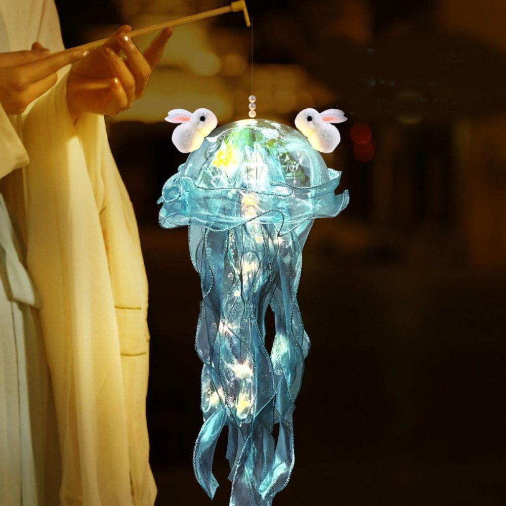 Красочный светильник-медуза Светящиеся морские животные Портативный красочный фонарь-медуза Свадьба Blue-With rabbit
